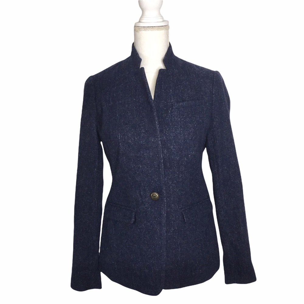 MAISON JULES Blu Notte Combo Wool Blend Blazer Sz 2